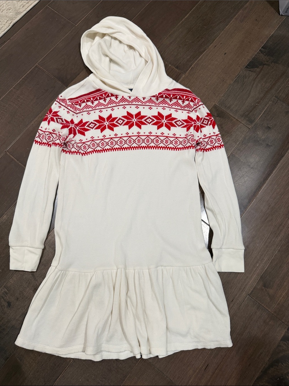 Polo by Ralph Lauren Red Fair Isle Yoke hooded dress